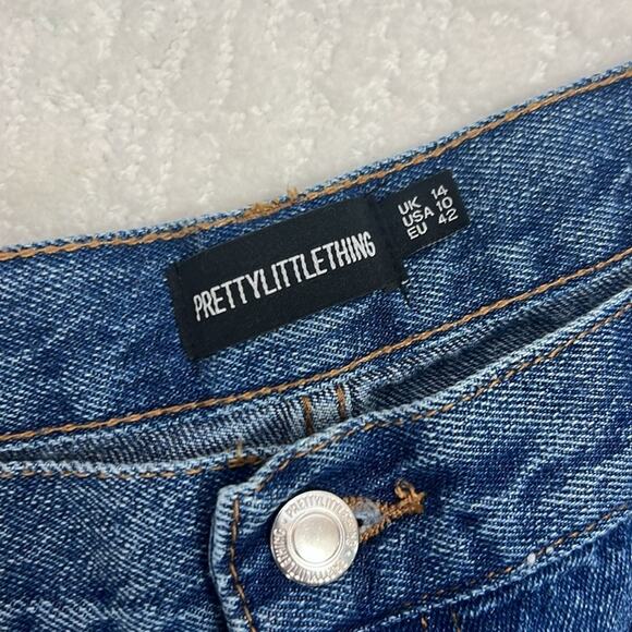 Pretty Little Thing medium wash high waist curvy fit blue jeans 10 - Picture 3 of 10